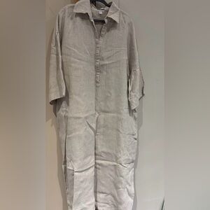 Aritzia Linen Shirt Dress in Light Beige